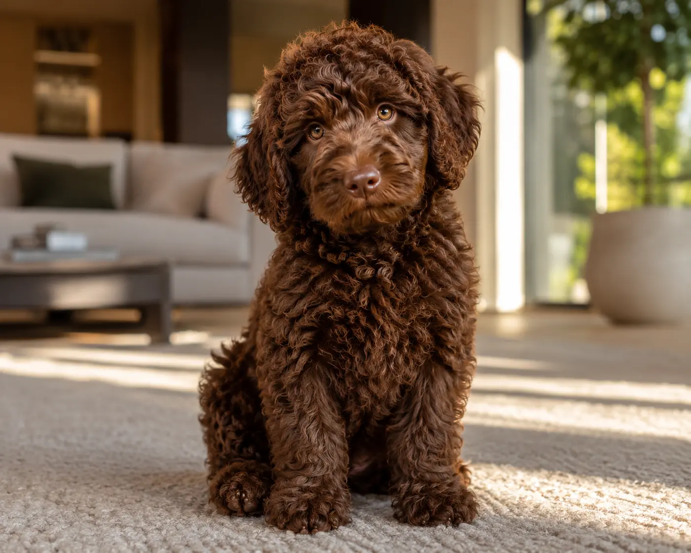 Chocolate labradoodle puppy