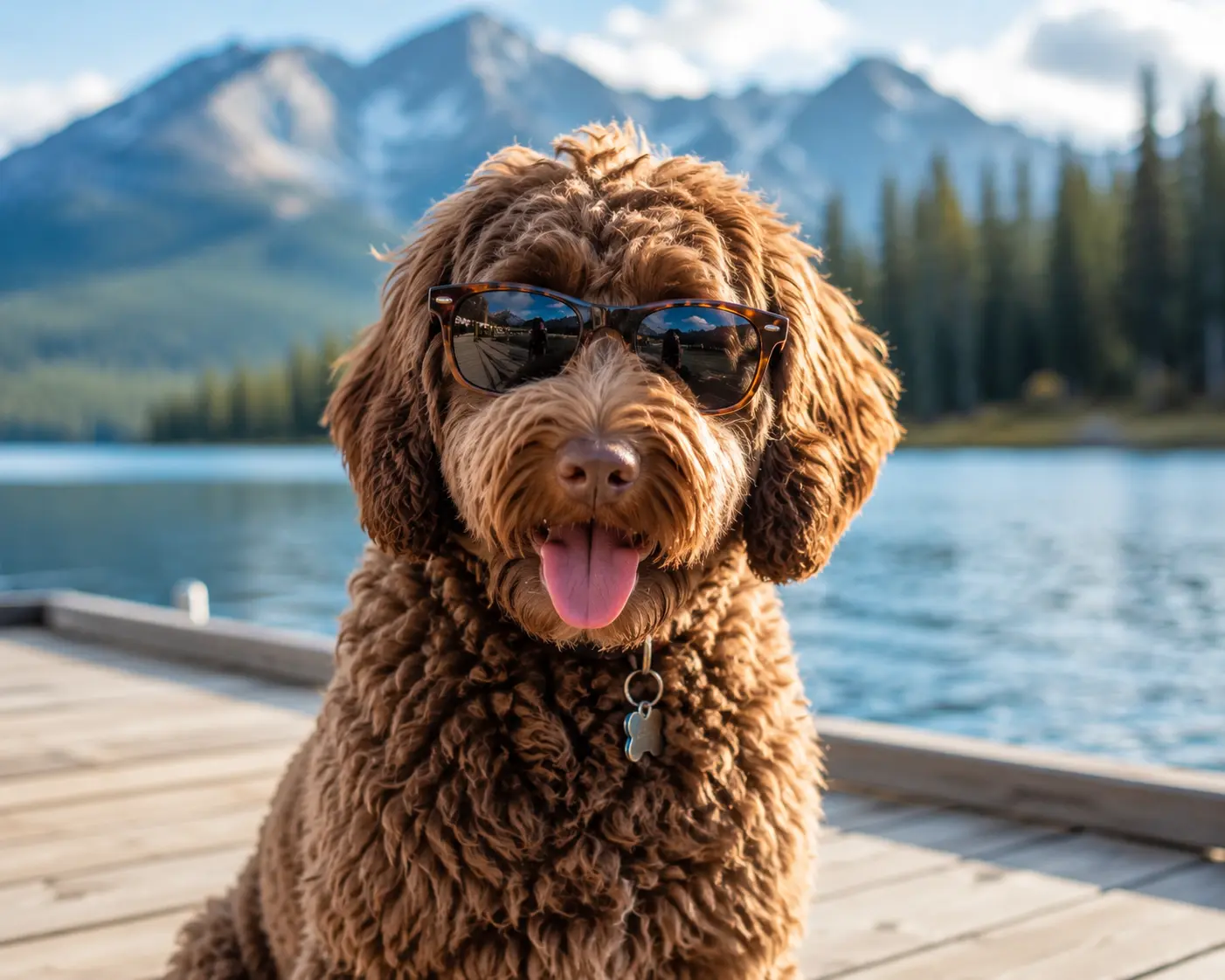 Labradoodle with sunglasses